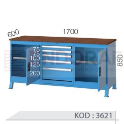 3621 KODLU 5 ÇEKMECELİ 2 DOLAPLI KAPILI 3 DOLAPLI ÇALIŞMA TEZGAHI