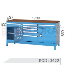 3622 KODLU 7 ÇEKMECELİ 1 ÇEKMECE YARIM KAPAKLI 3 DOLAPLI ÇALIŞMA TEZGAHI