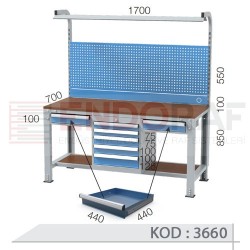 3660  KODLU 1+5+1 ÇEKMECELİ, TAKIM ASMA PANOLU, LED FLORASANLI,  ÇALIŞMA TEZGAHI
