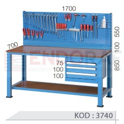 3740 KODLU 4 ÇEKMECELİ ASKI PANOLU ÇALIŞMA TEZGAHI