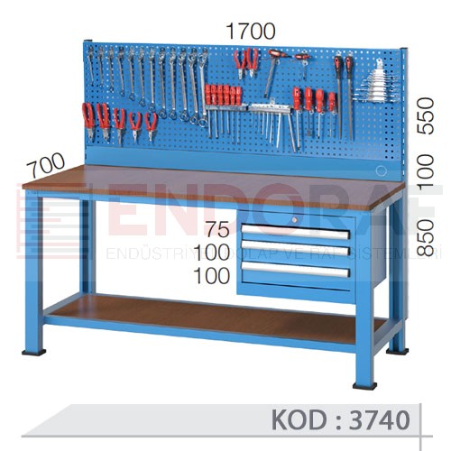 3740 KODLU 4 ÇEKMECELİ ASKI PANOLU ÇALIŞMA TEZGAHI 3740 KODLU 4 ÇEKMECELİ ASKI PANOLU ÇALIŞMA TEZGAHI
