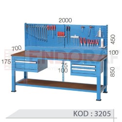 3205 KODLU 3 ÇEKMECELİ, ASKI PANOLU, ÇALIŞMA TEZGAHI