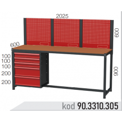 903310305 KODLU  ASKI PANOLU 5 ÇEKMECELİ ÇALIŞMA TEZGAHI