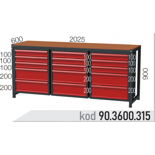 903600315 KODLU  15 ÇEKMECELİ  ÇALIŞMA TEZGAHI