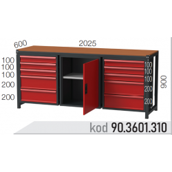 903601310 KODLU  10 ÇEKMECELİ 1 DOLAPLI ÇALIŞMA TEZGAHI