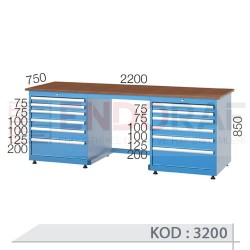 3200 KODLU 12 ÇEKMECELİ 2′Lİ ÇALIŞMA TEZGAHI