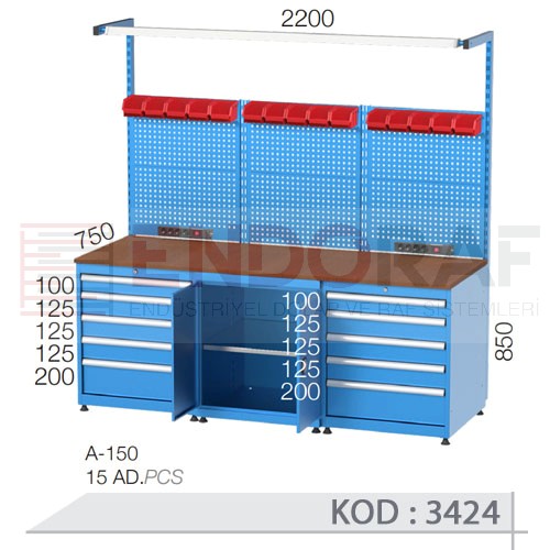 3424 KODLU 10 ÇEKMECELİ KAPAKLI DOLAPLI ASKI PANOLU AVADANLIK KUTULU IŞIKLI ELEKTRİK PRİZLİ ÇALIŞMA TEZGAHI 3424 KODLU 10 ÇEKMECELİ KAPAKLI DOLAPLI ASKI PANOLU AVADANLIK KUTULU IŞIKLI ELEKTRİK PRİZLİ ÇALIŞMA TEZGAHI