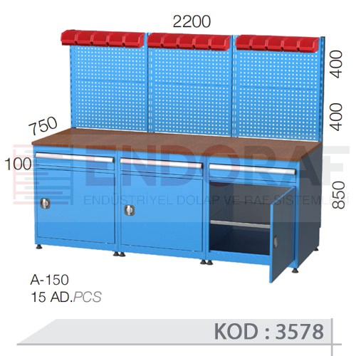 3578 KODLU 3 ÇEKMECE KAPILI, ASKI PANOLU 3′LÜ ÇALIŞMA TEZGAHI 3578 KODLU 3 ÇEKMECE KAPILI, ASKI PANOLU 3′LÜ ÇALIŞMA TEZGAHI