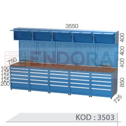 3503 KODLU 25 ÇEKMECELİ DOSYA DOLAPLI ELEKTRİKLİ ASKI PANOLU ÇALIŞMA TEZGAHI