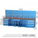 3506 KODLU 9 ÇEKMECELİ KAPAKLI DOLAPLI ASKI PANOLU ÇALIŞMA TEZGAHI