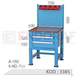 3385 KODLU  2 ÇEKMECELİ, ASKI PANOLU ÇALIŞMA TEZGAHI