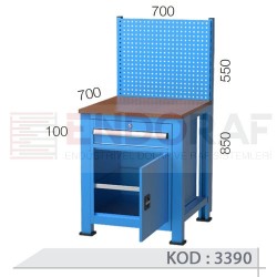 3390 KODLU  1 ÇEKMECELİ,DOLAPLI,  ASKI PANOLU ÇALIŞMA TEZGAHI