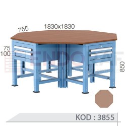 3855 KODLU 4 DOLAPLI 8 ÇEKMECELİ SEKİZGEN ÇALIŞMA TEZGAHI