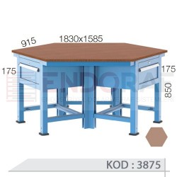 3875 KODLU 3 DOLAPLI, 3 ÇEKMECELİ ALTIGEN ÇALIŞMA TEZGAHI