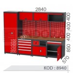 8940 KODLU 5 ÇEKMECELİ ÇALIŞMA TEZGAHLI MALZEME DOLAPLI ASKI PANOLU GARAJ SETİ