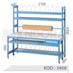 3408 KODLU  1 ÇEKMECELİ, ASKI PANOLU , 4 RAFLI AMBALAJ PAKETLEME MASASI