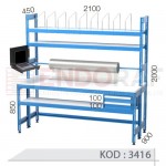 3416 KODLU 2 ÇEKMECELİ LCD EKRAN APARATLI, KOLİ İÇİN METAL BÖLMELİ, VE AMBALAJ RULOLU AMBALAJ MASASI