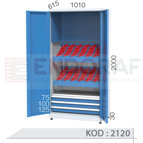 2120 KODLU 2 KAPAKLI, 2 ADET SABİT CNC TUTUCU RAFLI, 48 ADET CNC TUTUCU KAPASİTELİ, 3 ÇEKMECELİ, DOLAP İÇİ TAKIM ASMA PANOLU KİLİTLİ CNC TAKIM DOLABI 2120 KODLU 2 KAPAKLI, 2 ADET SABİT CNC TUTUCU RAFLI, 48 ADET CNC TUTUCU KAPASİTELİ, 3 ÇEKMECELİ, DOLAP İÇİ TAKIM ASMA PANOLU KİLİTLİ CNC TAKIM DOLABI