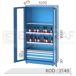 2140 KODLU 2 CNC  TUTUCU RAFLI, 3 ÇEKMECELİ MALZEME DOLABI