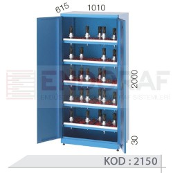 2150 KODLU , 5 ADET HAREKETLİ CNC TUTUCU RAFLI CNC TAKIM DOLABI