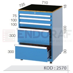 2570 KODLU 3 ÇEKMECELİ, 2 ADET CNC ÇEKMECELİ TAKIM DOLABI