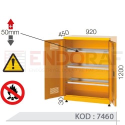 7460 KODLU 3 RAFLI KİMYASAL MADDE SAKLAMA DOLABI
