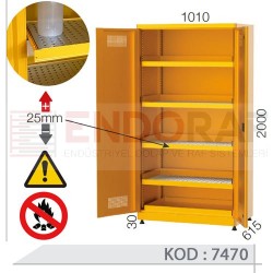 7470 KODLU 4 IZGARA RAFLI KİMYASAL MADDE SAKLAMA DOLABI