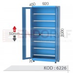 6226 KODLU 7 RAFLI, PLEKSİ KAPILI MALZEME DOLABI