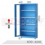 6236 KODLU 4 RAFLI, PLEKSİ KAPILI MALZEME DOLABI