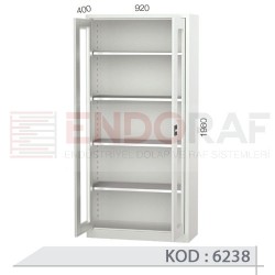 6238 KODLU 5 RAFLI ŞEFFAF PLEKSİ KAPILI DOSYA DOLABI