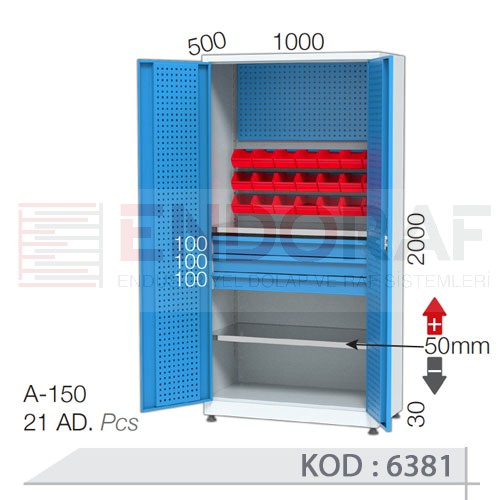 6381 KODLU 3 ÇEKMECELİ, 2 ADET SABİT RAFLI, 21 ADET PLASTİK KUTULU, DOLAP ARKA KISMI VE KAPI İÇLERİ TAKIM ASMA PANOLU, KİLİTLİ MALZEME DOLABI 6381 KODLU 3 ÇEKMECELİ, 2 ADET SABİT RAFLI, 21 ADET PLASTİK KUTULU, DOLAP ARKA KISMI VE KAPI İÇLERİ TAKIM ASMA PANOLU, KİLİTLİ MALZEME DOLABI