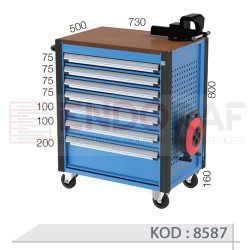8587 KODLU 7 ÇEKMECELİ MENGENELİ ELEKTİK UZATMALI TAKIM ARABASI